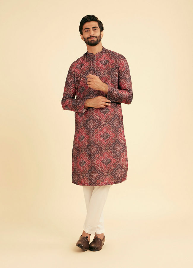 Manyavar Men Maroon Majesty Kurta Pajama