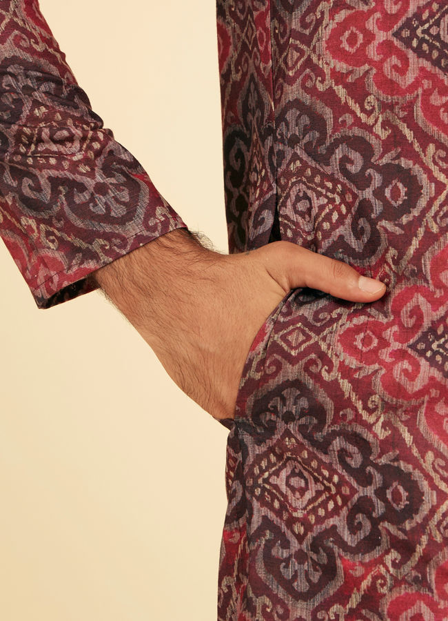 Manyavar Men Maroon Majesty Kurta Pajama