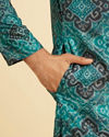 Manyavar Men Turquoise Blue Lustrous Kurta Pajama