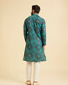 Manyavar Men Turquoise Blue Lustrous Kurta Pajama