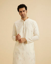 Manyavar Men Graceful Warm White Kurta Pajama