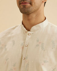 Manyavar Men Graceful Warm White Kurta Pajama