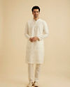 Manyavar Men Graceful Warm White Kurta Pajama