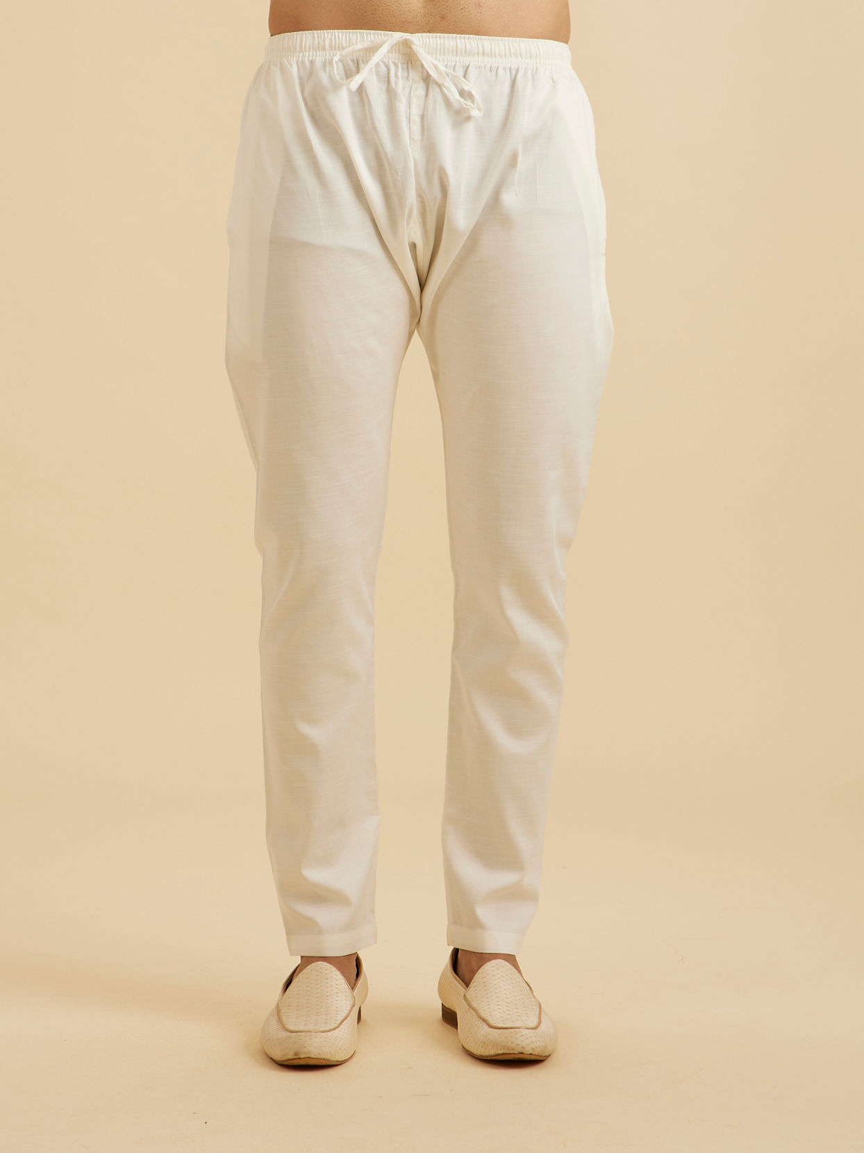 Manyavar Men Graceful Warm White Kurta Pajama
