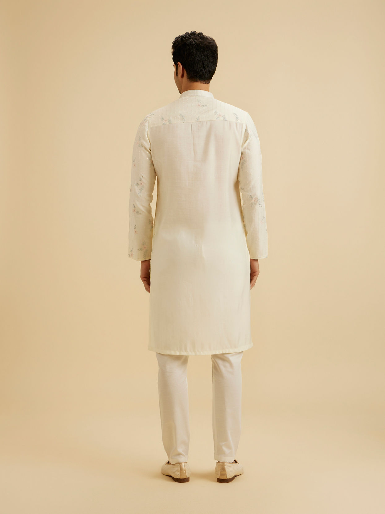 Manyavar Men Graceful Warm White Kurta Pajama