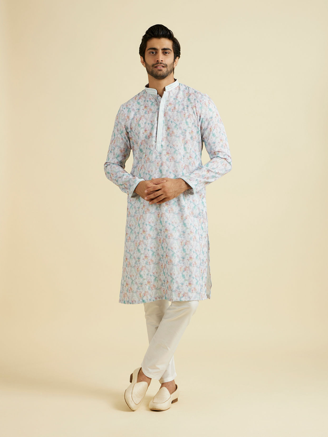 Manyavar Men Grey Elegance Kurta Pajama