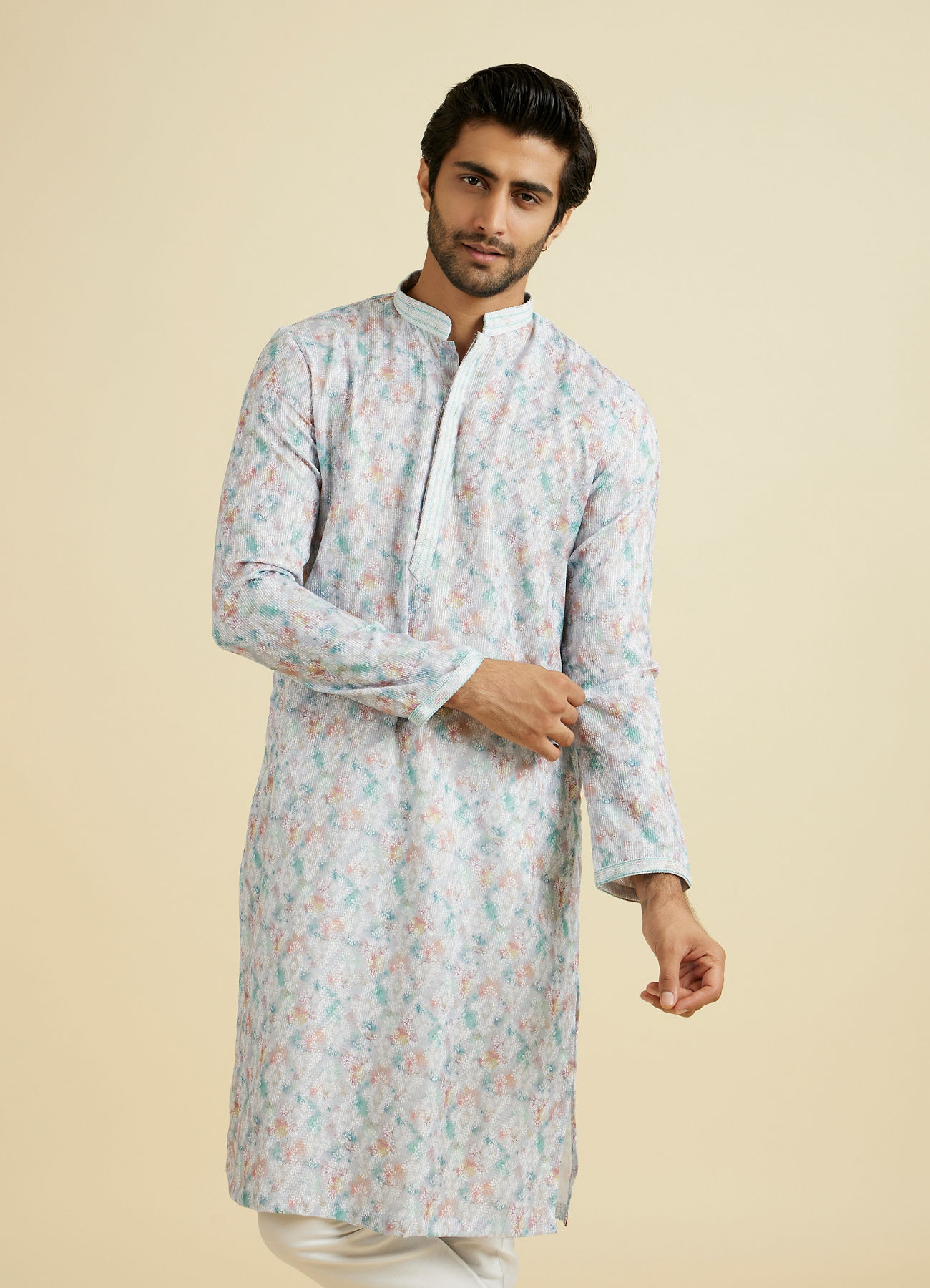 Manyavar Men Grey Elegance Kurta Pajama