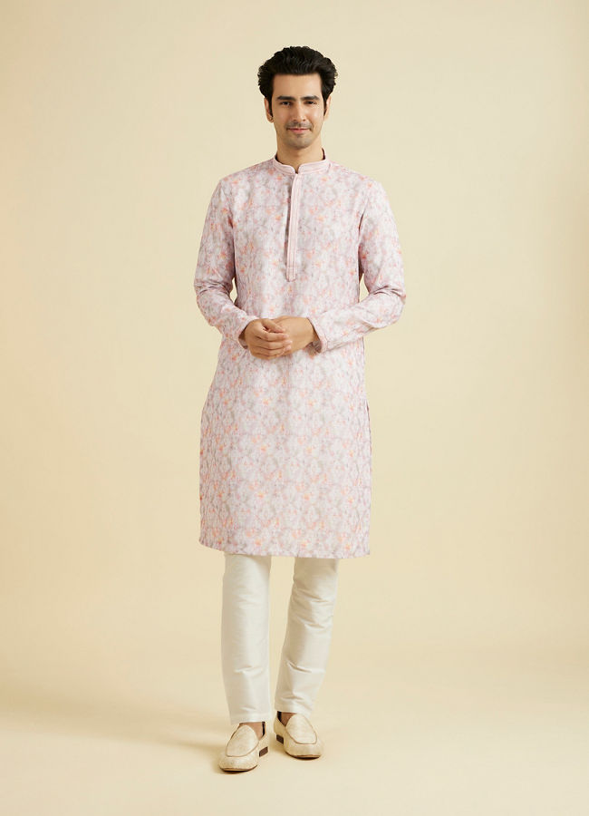Manyavar Men Glamorous Pink Kurta Pajama Ensemble