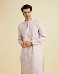 Manyavar Men Glamorous Pink Kurta Pajama Ensemble