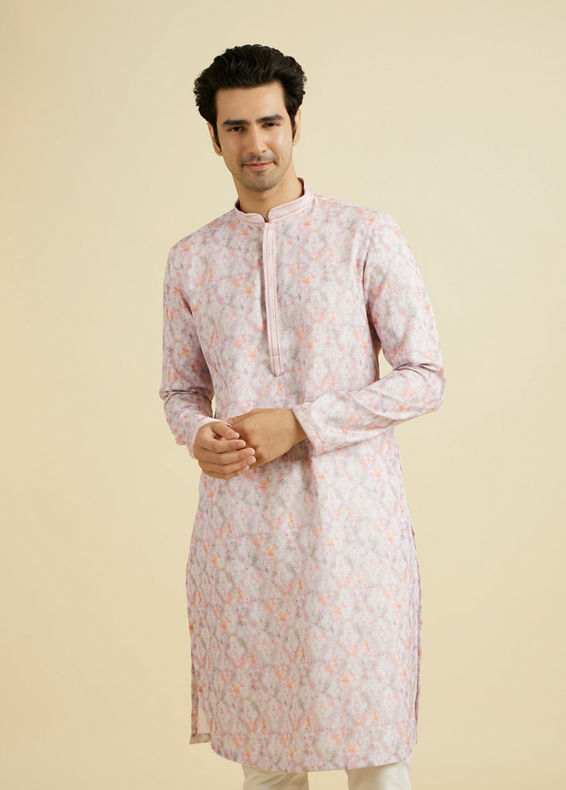 Manyavar Men Glamorous Pink Kurta Pajama Ensemble