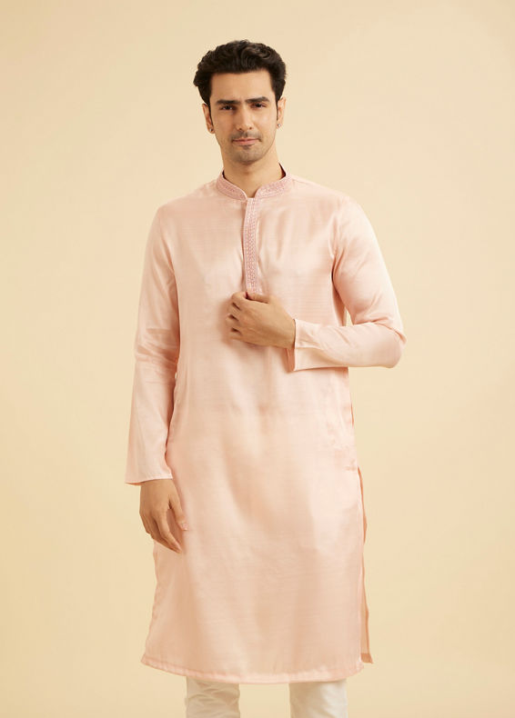 Manyavar Men Peach Elegance Kurta Pajama