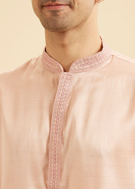Manyavar Men Peach Elegance Kurta Pajama