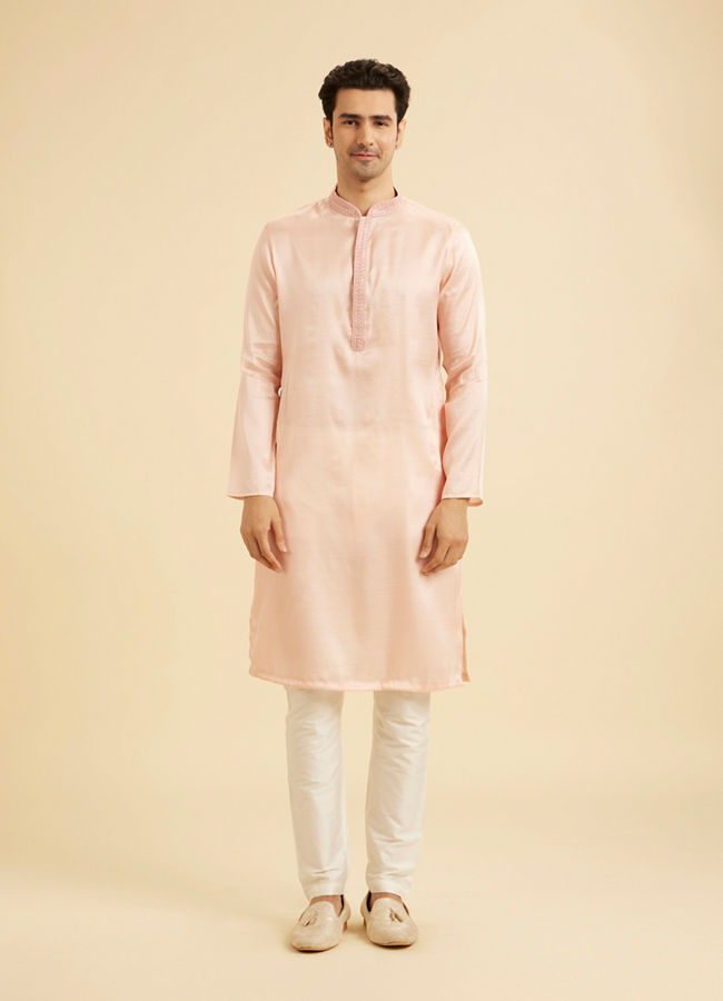Manyavar Men Peach Elegance Kurta Pajama