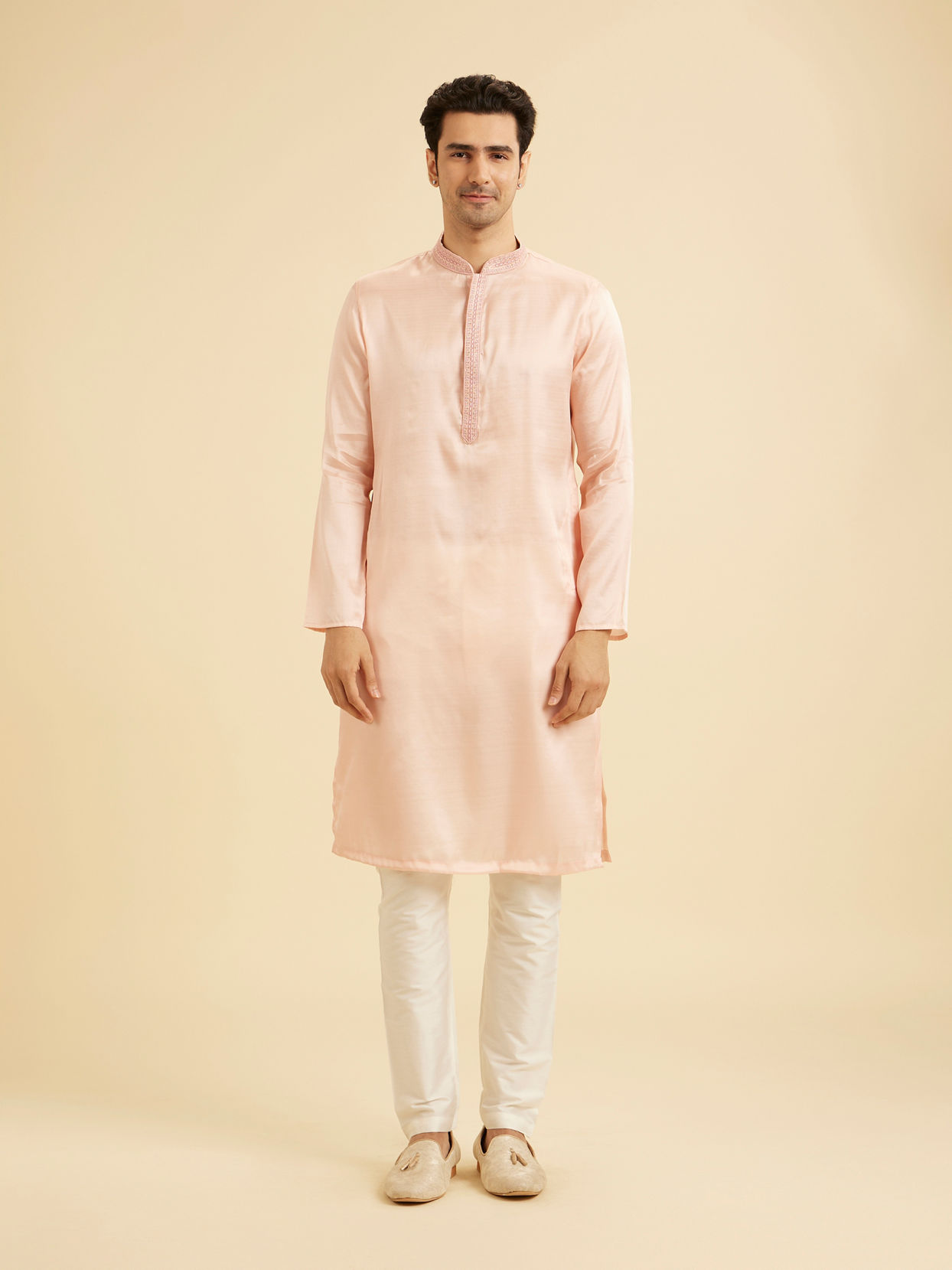 Manyavar Men Peach Elegance Kurta Pajama