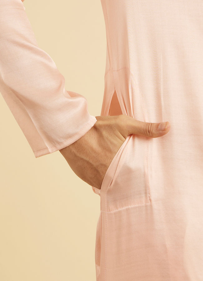 Manyavar Men Peach Elegance Kurta Pajama