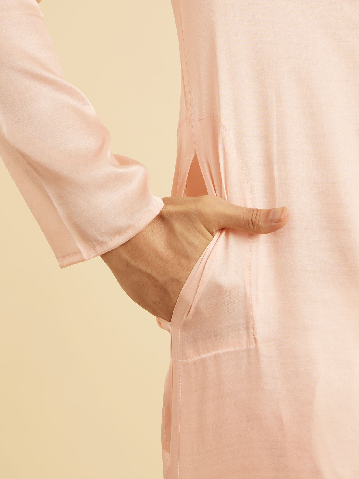 Manyavar Men Peach Elegance Kurta Pajama