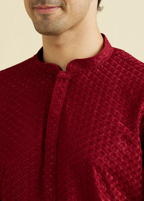 Manyavar Men Regal Maroon Kurta Pajama Ensemble