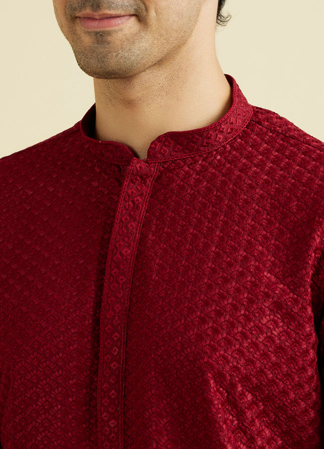 Manyavar Men Regal Maroon Kurta Pajama Ensemble