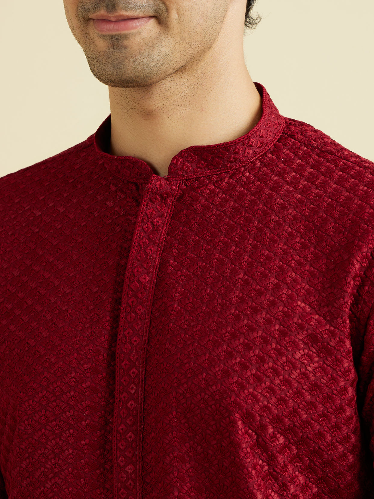 Manyavar Men Regal Maroon Kurta Pajama Ensemble
