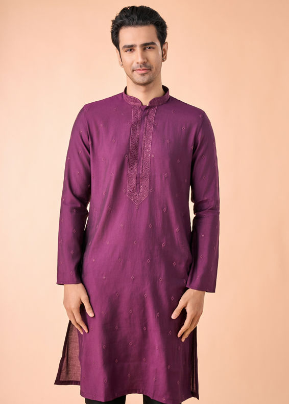 Manyavar Men Purple Magic Kurta Pajama
