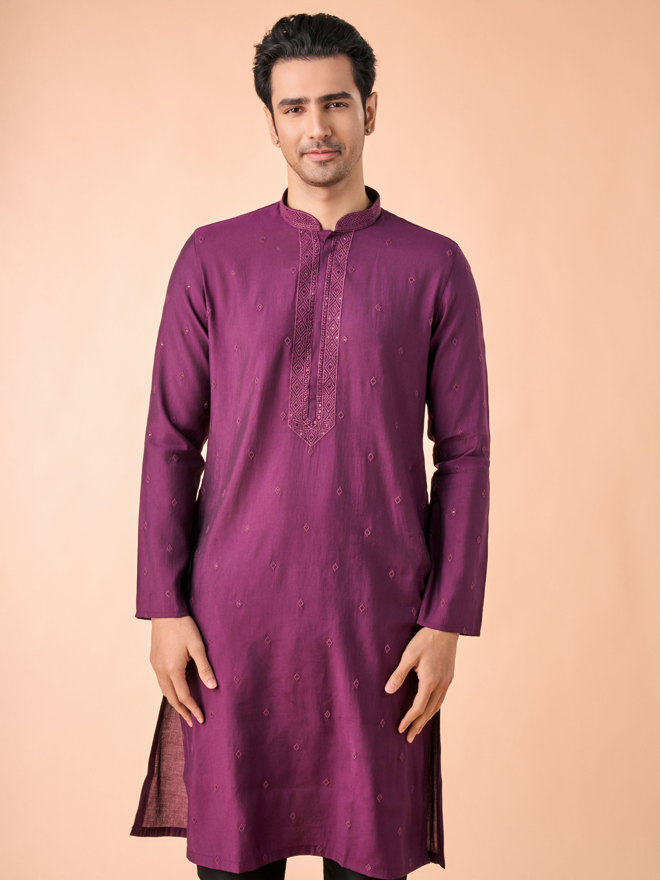Manyavar Men Purple Magic Kurta Pajama