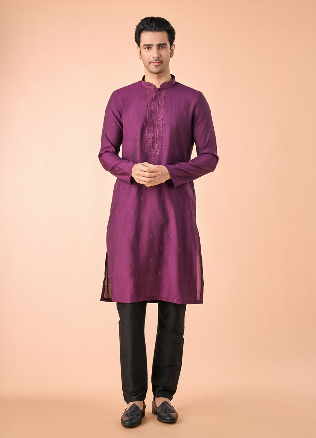 Manyavar Men Purple Magic Kurta Pajama
