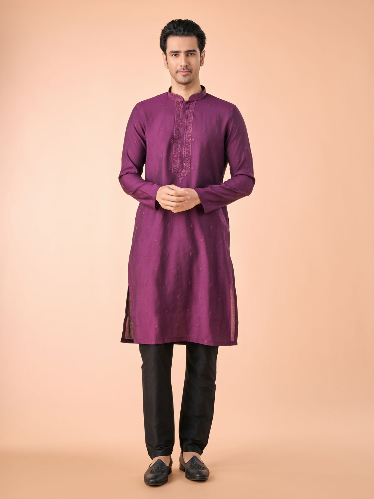 Manyavar Men Purple Magic Kurta Pajama