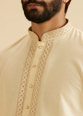 Manyavar Men Regal Beige Kurta Dhoti