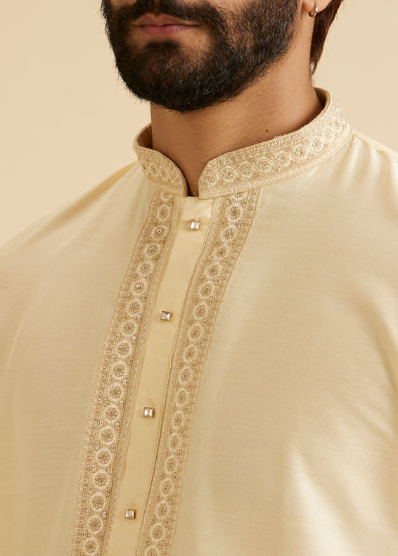 Manyavar Men Regal Beige Kurta Dhoti