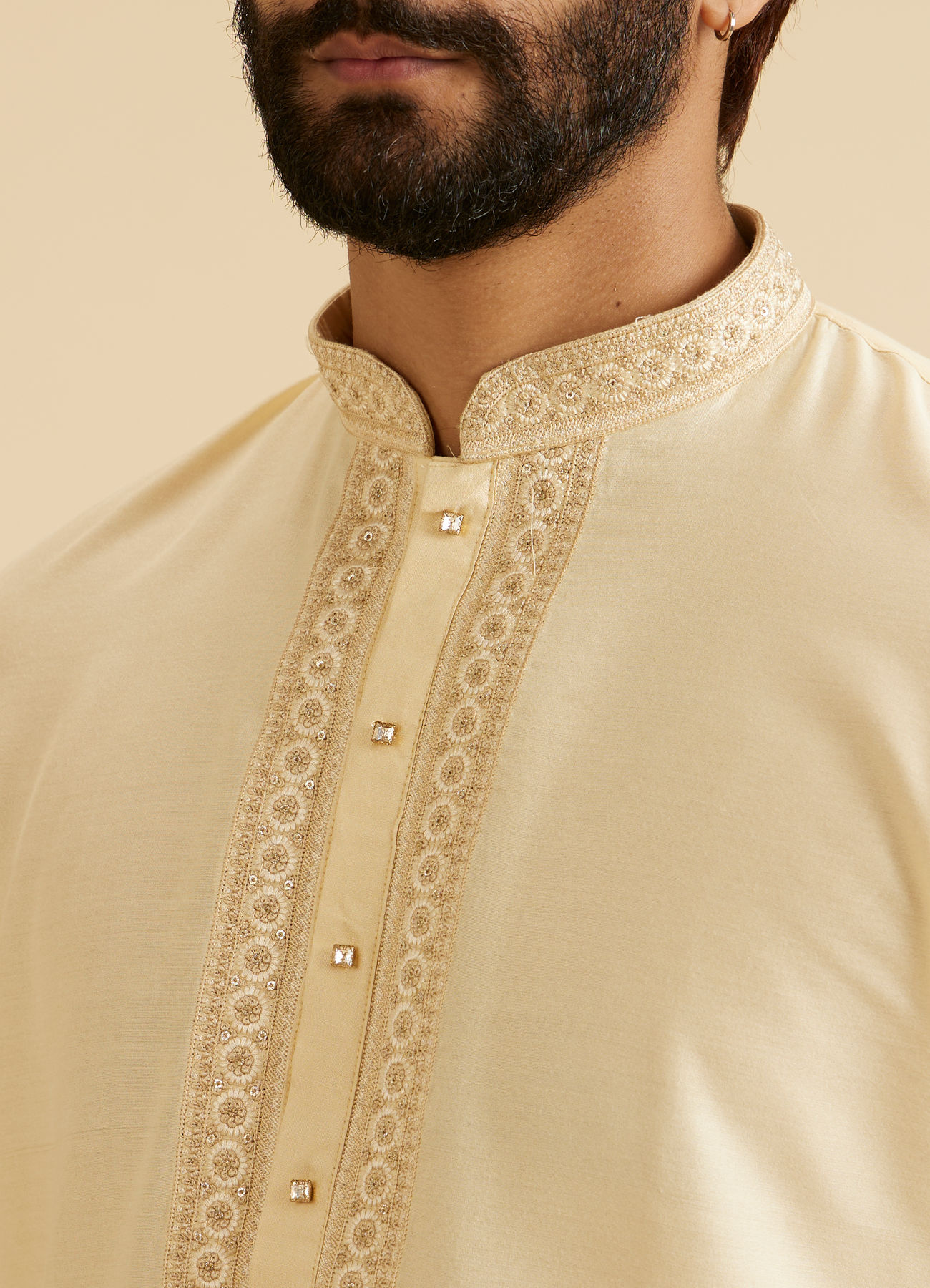 Manyavar Men Regal Beige Kurta Dhoti