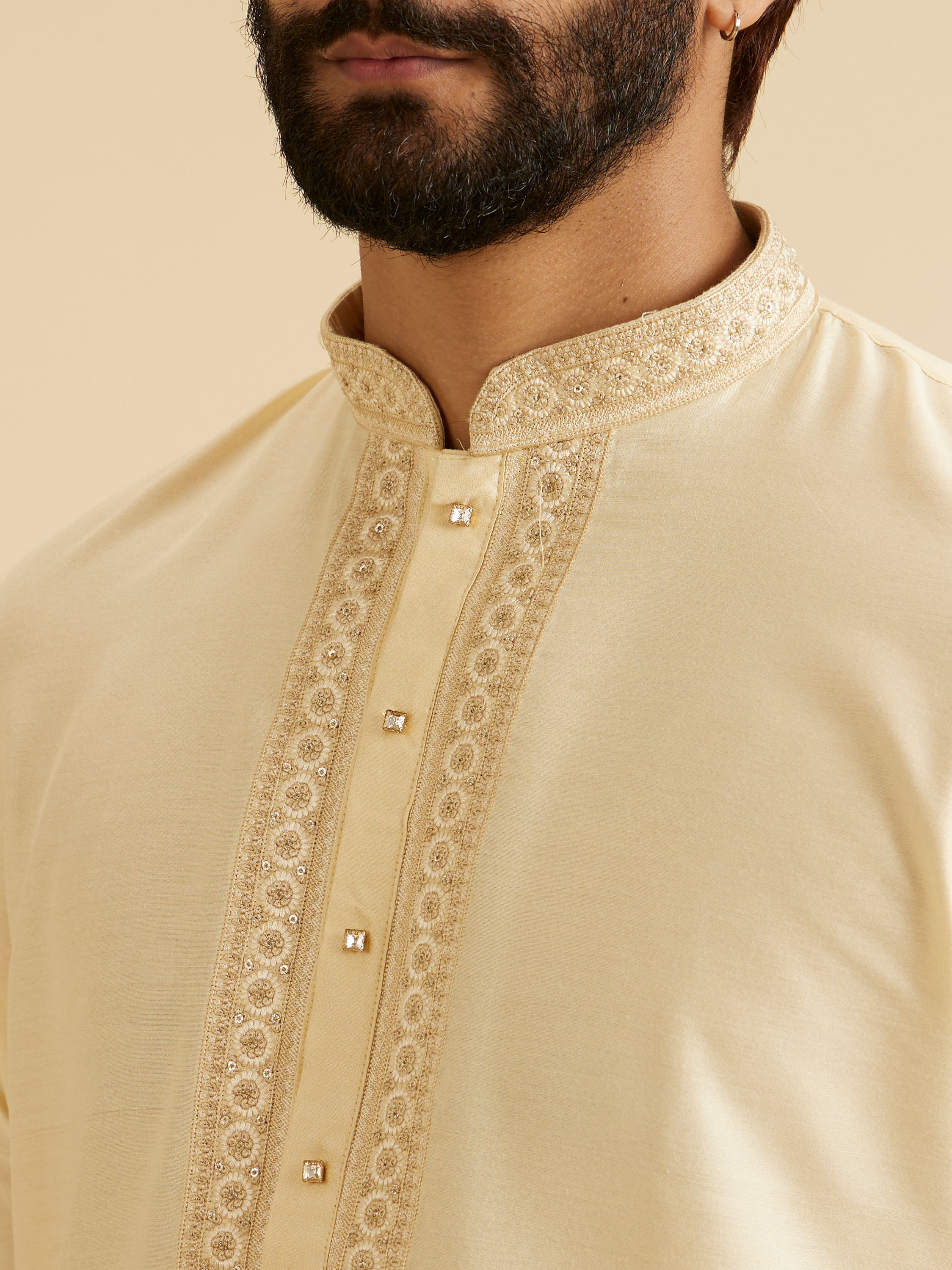 Manyavar Men Regal Beige Kurta Dhoti