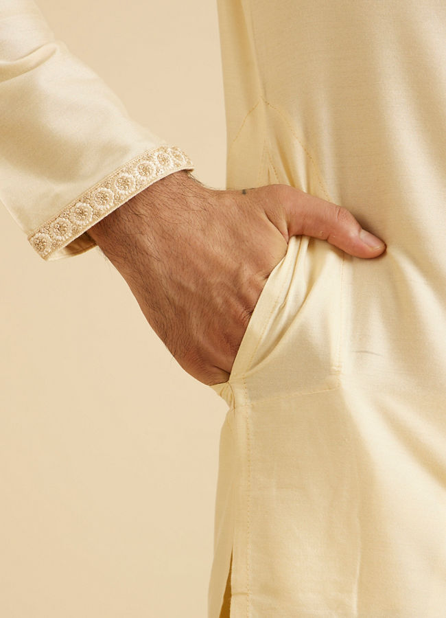 Manyavar Men Regal Beige Kurta Dhoti