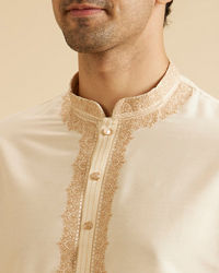 Manyavar Men Elegant Cream Kurta Dhoti Set