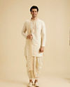 Manyavar Men Elegant Cream Kurta Dhoti Set