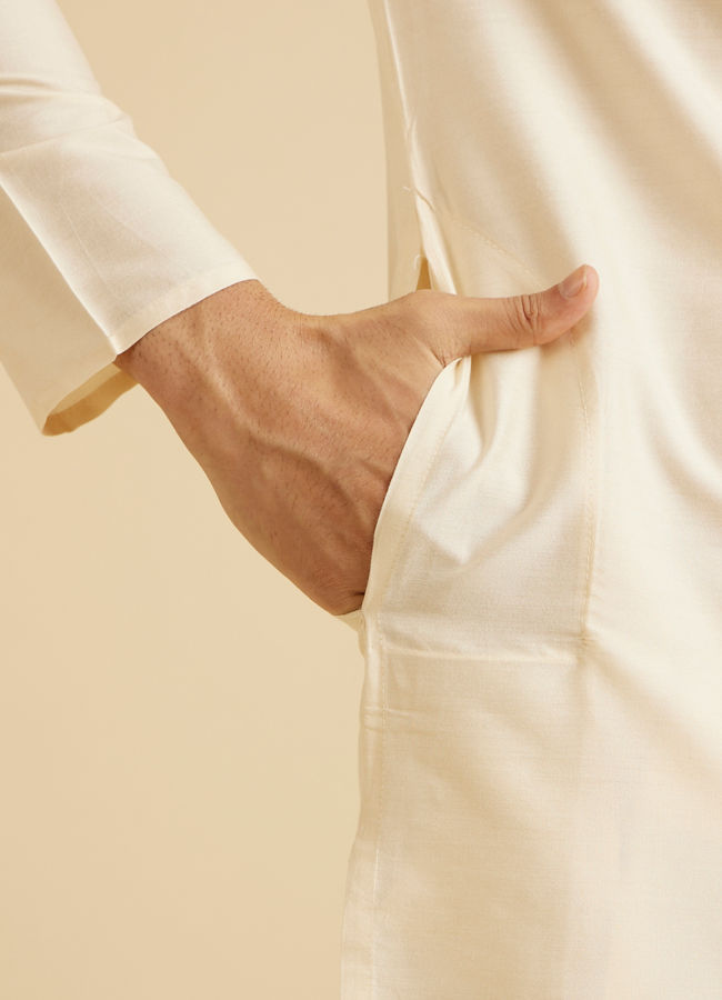 Manyavar Men Elegant Cream Kurta Dhoti Set