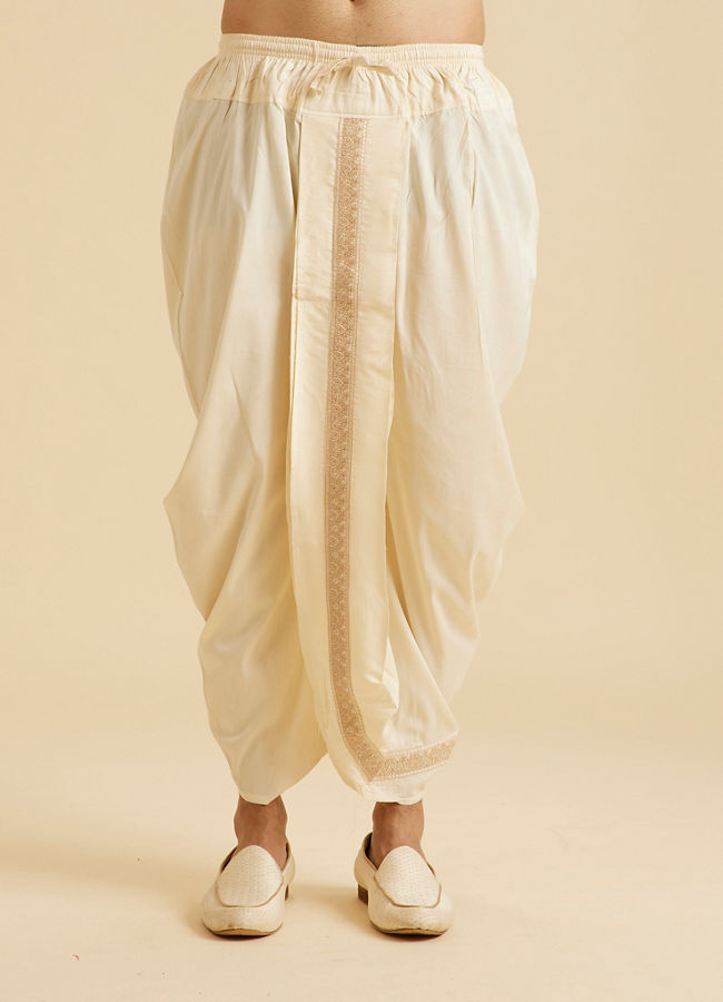 Manyavar Men Elegant Cream Kurta Dhoti Set