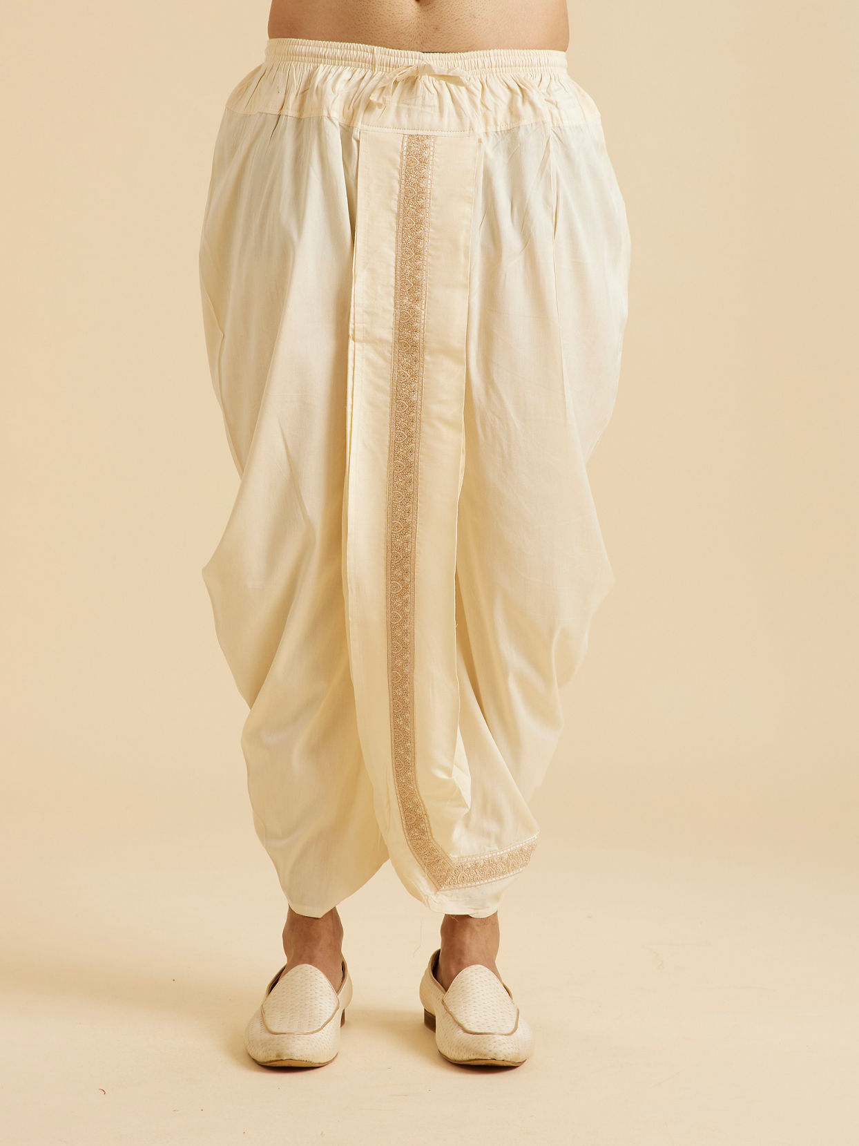 Manyavar Men Elegant Cream Kurta Dhoti Set