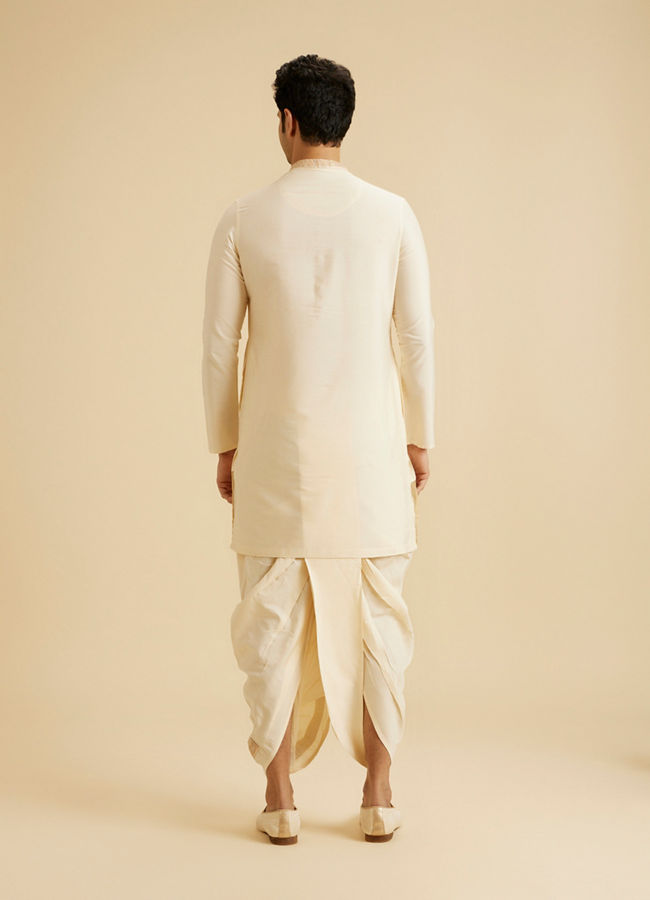 Manyavar Men Elegant Cream Kurta Dhoti Set