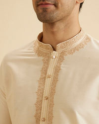 Manyavar Men Cream Elegance Kurta Dhoti