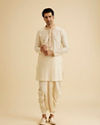 Manyavar Men Cream Elegance Kurta Dhoti