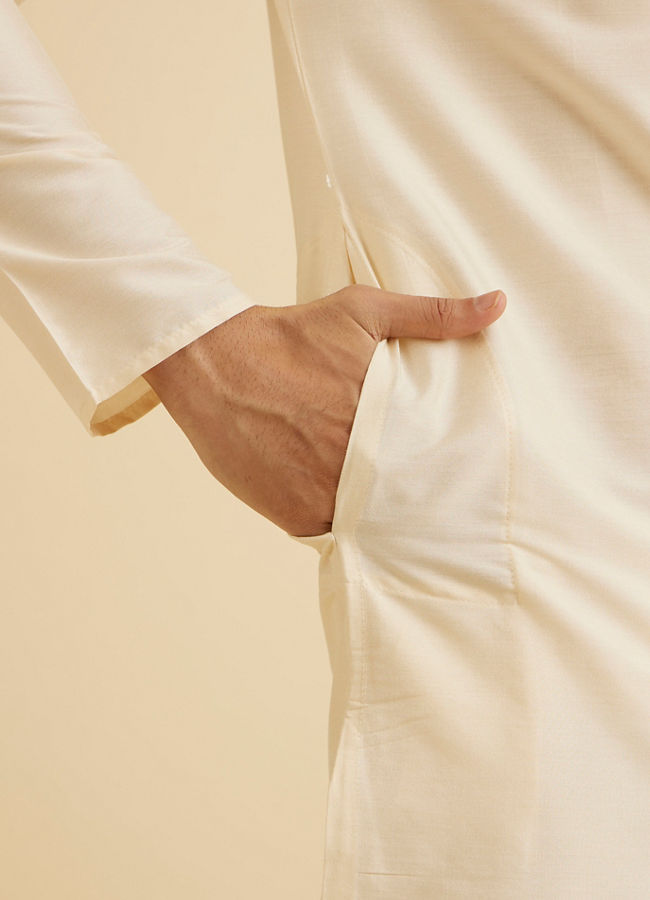 Manyavar Men Cream Elegance Kurta Dhoti
