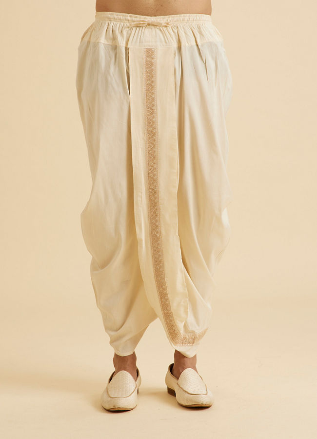 Manyavar Men Cream Elegance Kurta Dhoti