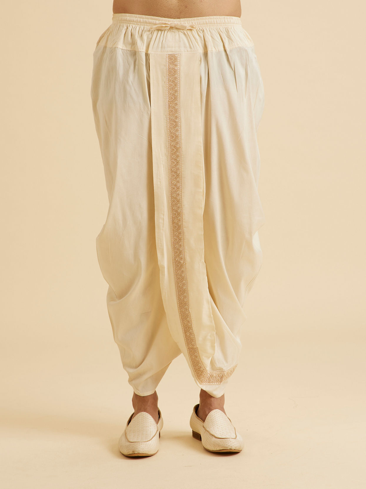 Manyavar Men Cream Elegance Kurta Dhoti