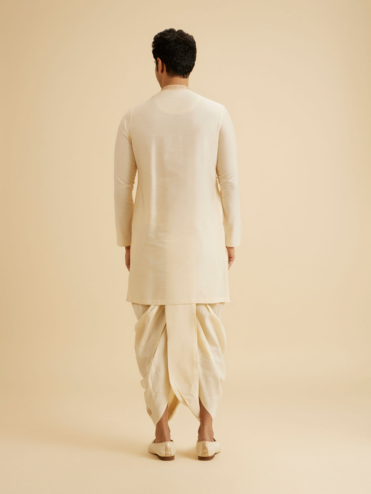 Manyavar Men Cream Elegance Kurta Dhoti