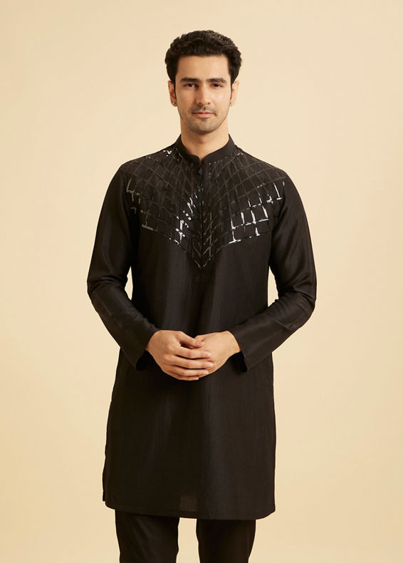 Manyavar Men Mystic Black Elegance Kurta Pajama