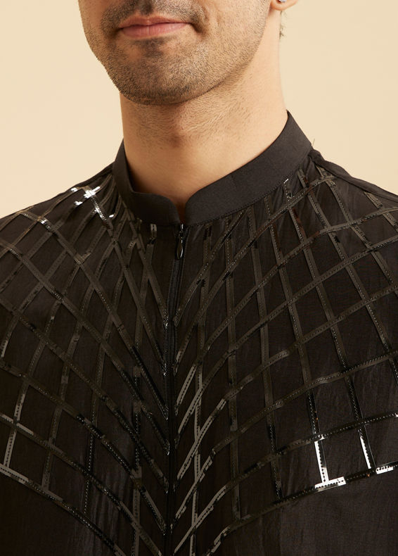 Manyavar Men Mystic Black Elegance Kurta Pajama