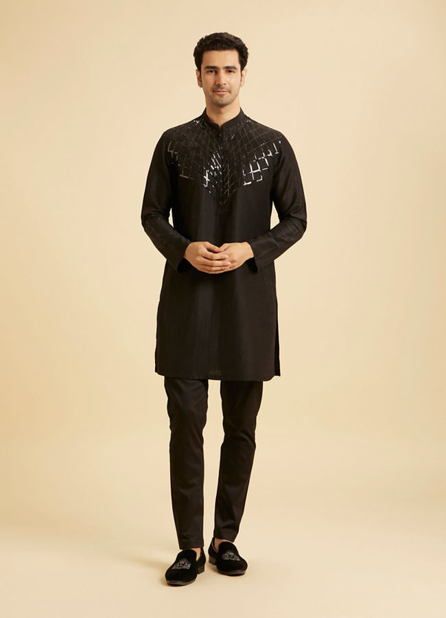 Manyavar Men Mystic Black Elegance Kurta Pajama