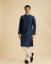 Manyavar Men Elegant Teal Blue Kurta Pajama