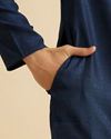 Manyavar Men Elegant Teal Blue Kurta Pajama