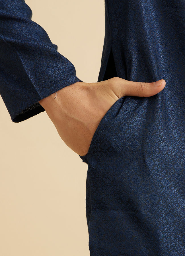 Manyavar Men Elegant Teal Blue Kurta Pajama